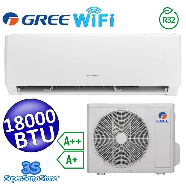 3S Climatiseur Mono Inverter Pular 18000 Btu Classe A++/A+ Fonction Wi-Fi R32