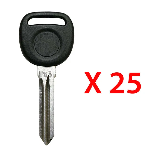 New Uncut Blank Chipped Transponder Key Replacement for GM PK3 Z Keyway(25 Pack)