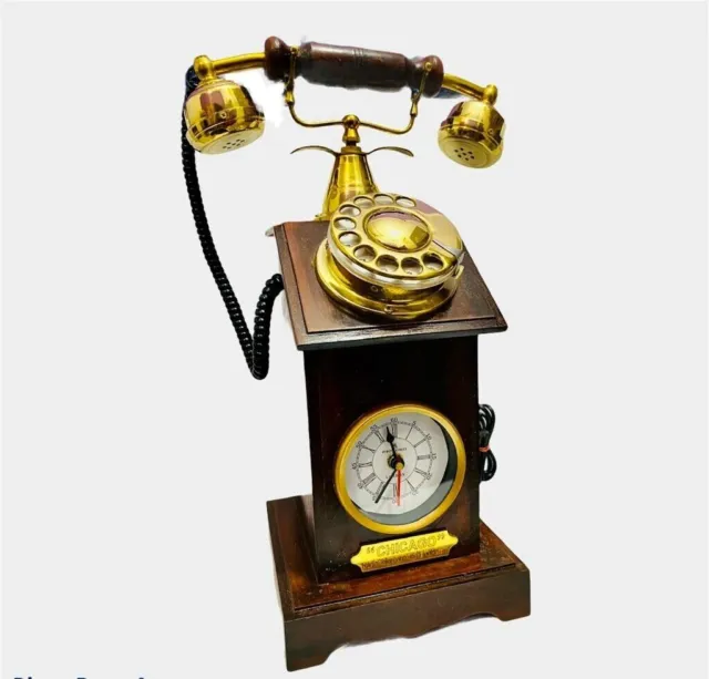 ANTIQUE TELEPHONE VICTORIAN Nautical Rotary Wood & Brass Working Phone Desk  Deco $275.24 - PicClick AU