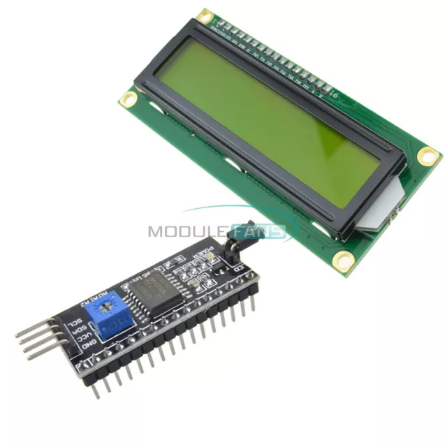 IIC/I2C/TWI/SPI interface Board Module +1602 16x2 LCD Yellow Display HD44780