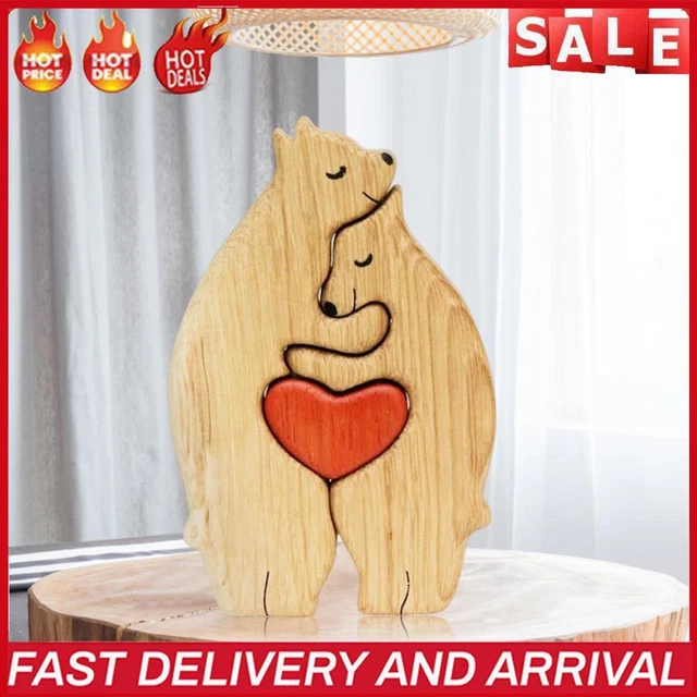 Holz-Familienpuzzle Bären dekorative Bären-Kunstskulptur aus Holz (B)