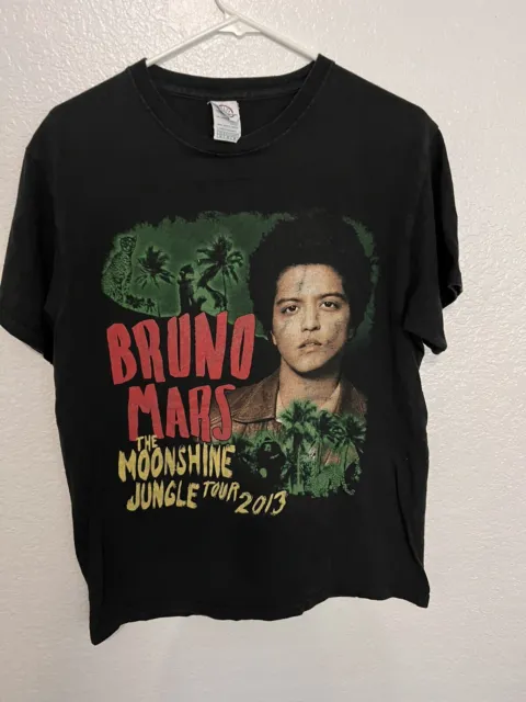 Bruno Mars Shirt mens médium Moounshine Jungle Concert Tour 2013 Blue Dual sided