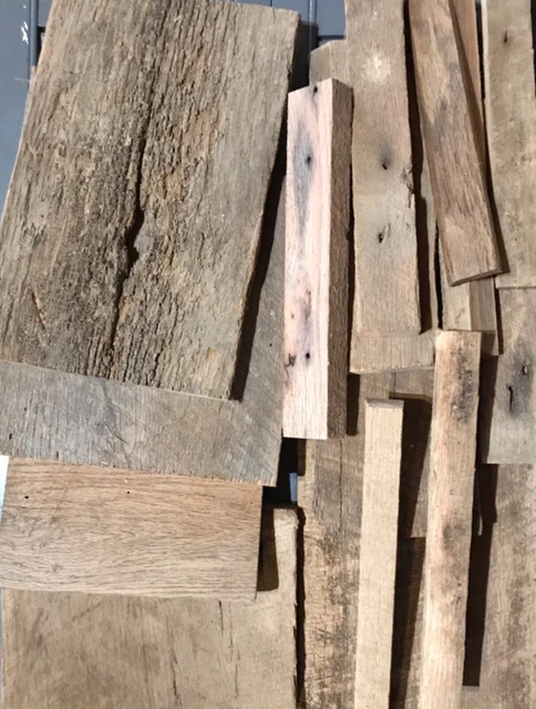 Vintage Barn Wood Scraps Weathered Oak or Poplar Rough Sewn Saw Marks Crafts