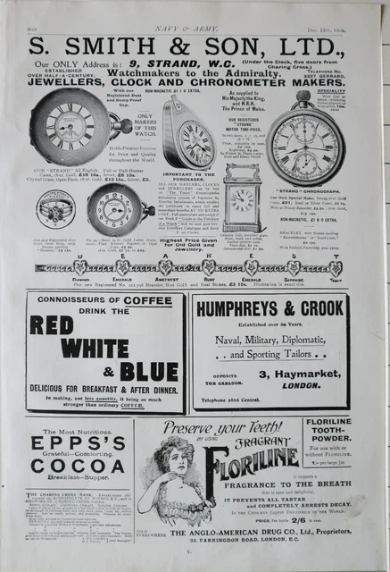 1903 Stampa Annunci S. Smith & Son Ltd - EPPS'S Cacao Floriline Anglo-American