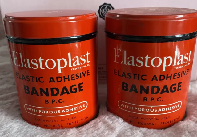 Vintage X 2 Collectable Elastoplast Elastic Adhesive Bandage Tins Inc Bandage