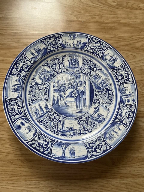 ancien Grande assiette en faïence de delft