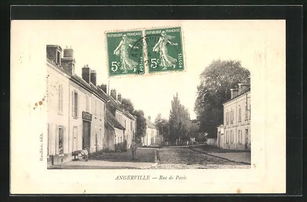 CPA Angerville, Rue de Paris 1912