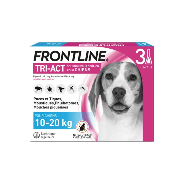 Frontline tri-act chiens de 10 à 20 kg 3 pipettes