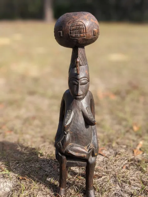 Maternity Senoufo - Senufo African Art 24" Vintage Fertility Statue Hand Carved