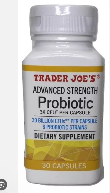 Trader Joe's Advanced Strength Probiotic 30 Capsules In Bottle. NEW Exp 09/24