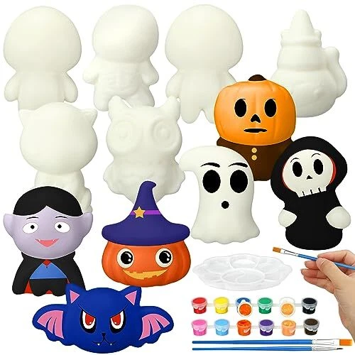 12 Pcs Halloween Crafts Halloween Squishy Coloring Craft Kit DIY Halloween