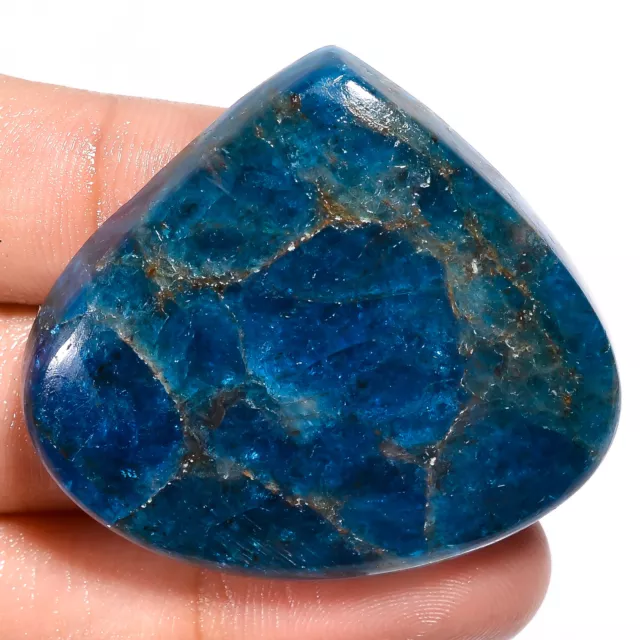 Natural Blue Apatite Heart Shape Cabochon Gemstone 117.5 Ct. 37X42X8 mm EE-29946