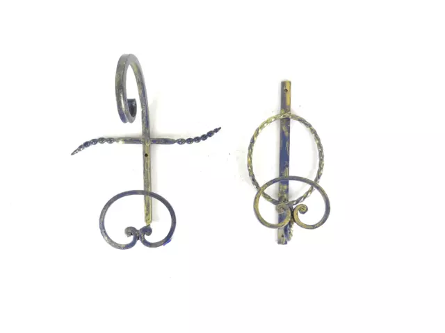 2 Coat Hangers Singles Wall Hanger Wall Vintage Wrought Iron CH16 B