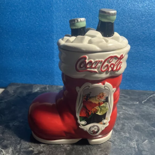 Houston Harvest Coca-Cola 75th Anniversary Santa Boot Cookie Jar