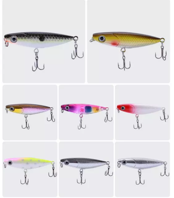 10PC Mini Pencil Hard Bait Topwater Popper Crankbait Fishing Lure Trout 4.5cm/2g