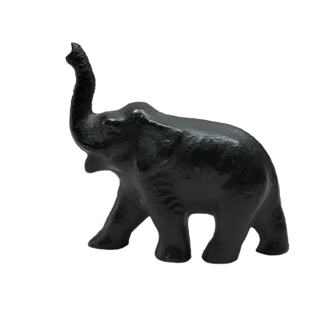 Detailed Figural Vintage Elephant Solid Metal Paperweight Trunk Up Cast Iron.2"