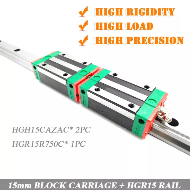 HIWIN L-750mm Linear Guide Rail HGR15 + 2pcs HGH15CA Block CNC Router Engraving