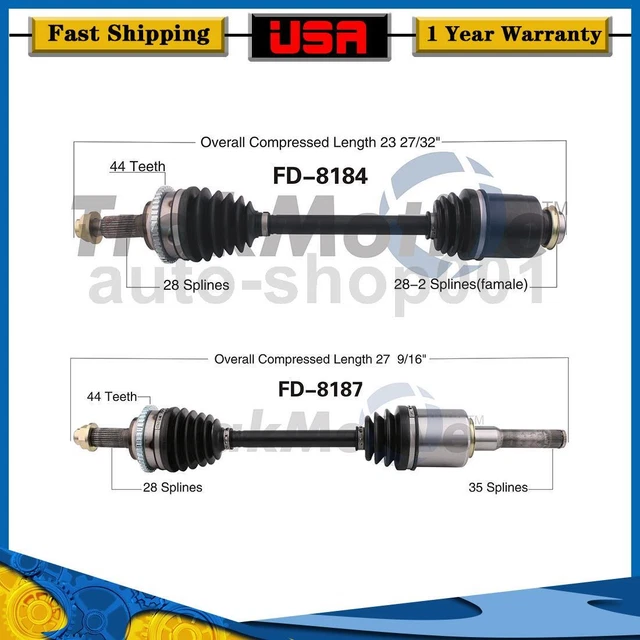 TrakMotive Front Driver Passenger Side CV Axle Joint For Ford Fusion 2010