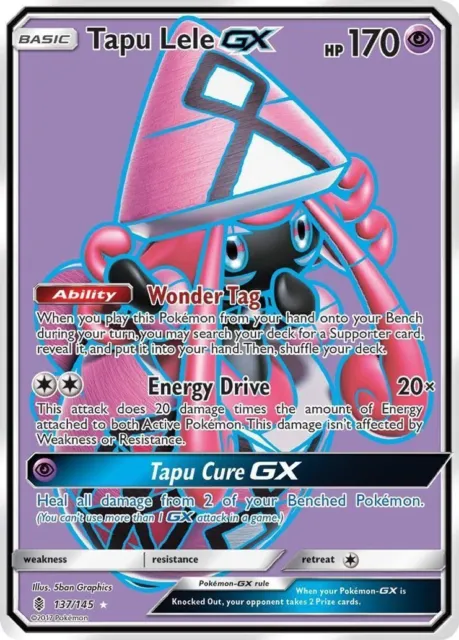 Tapu Lele GX - 137/145 - Pokemon Guardians Rising Sun & Moon Full Art Card NM