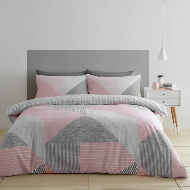 Catherine Lansfield Larsson Geo Blush Duvet Covers Pink Quilt Cover Bedding Sets