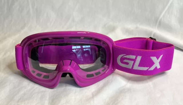 GLX Pink Snowboard Ski Goggles Pink Youth Size With Carrying Bag