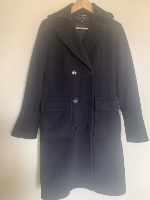 NEW LAUNDRY BY SHELLI SEGAL 100% Wool Double Breasted Black Coat- Size 6