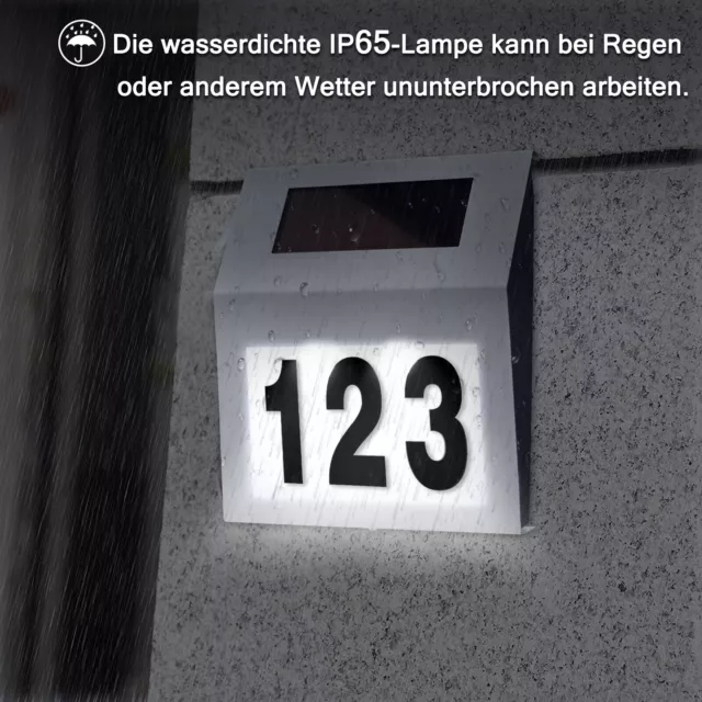 Solar Hausnummer mit LED Beleuchtung Edelstahl Design Hausnummernleuchte IP65 3