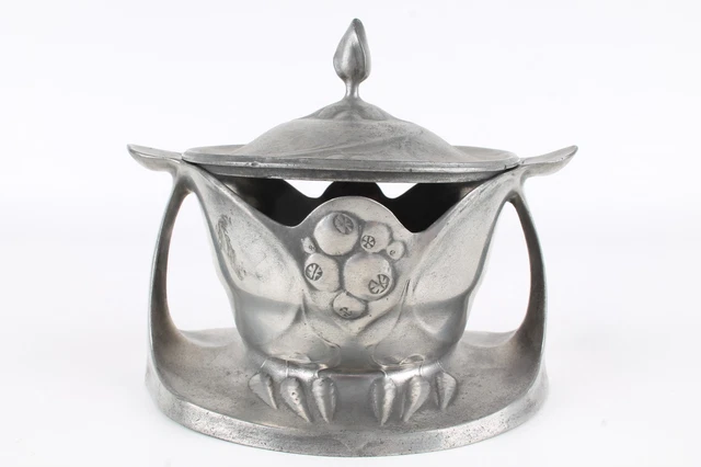 KAYSERZINN JUGENDSTIL DECKELDOSE um 1900 Schale 4475