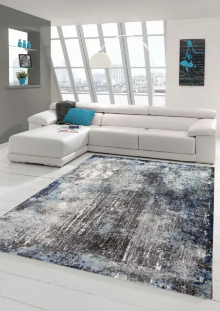 Tappeto da salotto moderno e design in blu grigio crema