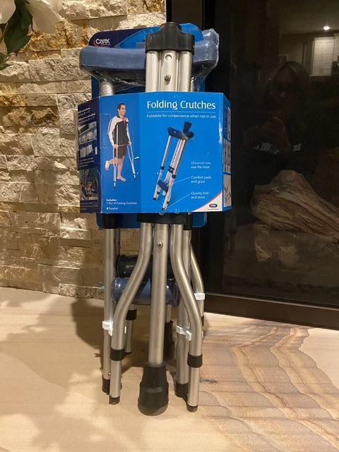 Muletas plegables Carex almohadillas y empuñaduras cómodas para adultos, ajustables para 4'11""-6'4"" NUEVAS