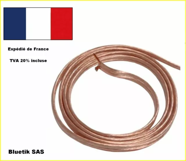 10m Cable souple 2 fils x 1mm² cuivre repéré HP Haut parleur Enceinte HIFI (5368