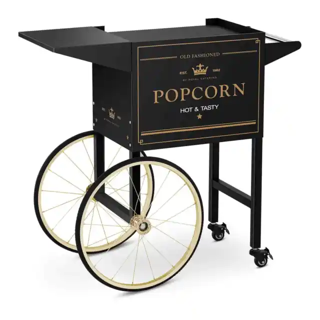 Popcornwagen Wagen für Popcornmaschine Popcorntrolley 2 Bremsen schwarz & golden