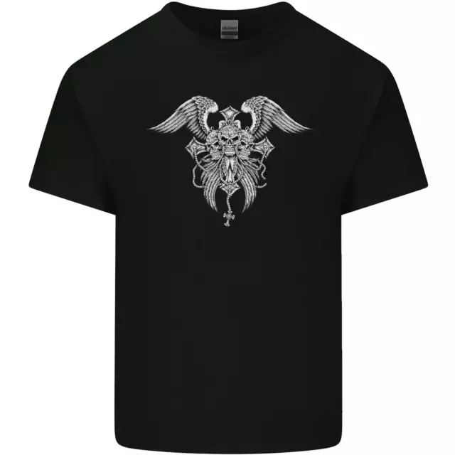 Cross Skull Wings Gothic Biker Schwermetall Herren Baumwolle T-Shirt Top