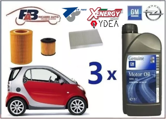 KIT TAGLIANDO SMART 450 (600cc - 700cc) (BENZINA) 3 FILTRI + 3 OLIO OPEL 10W40