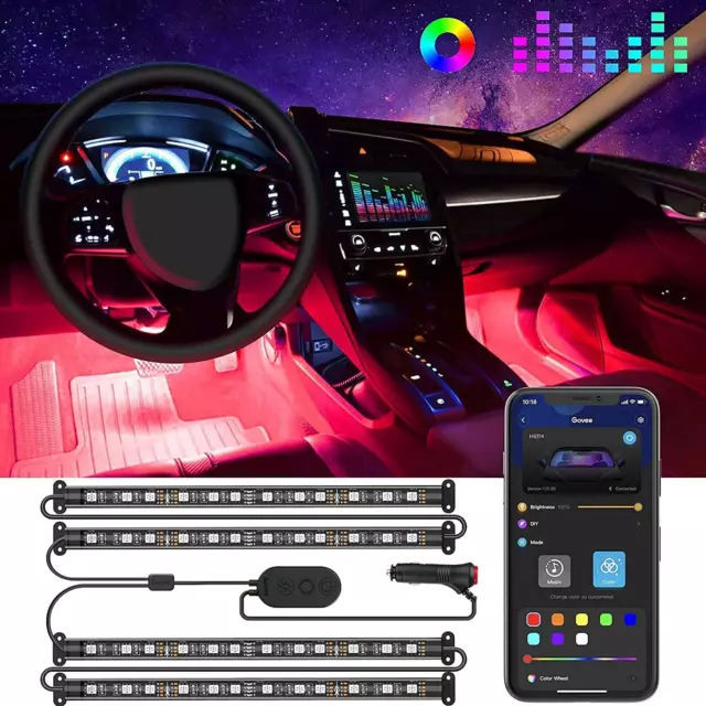 LUCE A STRISCE LED auto Govee, luci interne auto design 2 linee  impermeabile 4 pz APP EUR 17,13 - PicClick IT