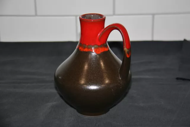 Fritz van Daalen Vase  Krug Höhe 18 cm braun rote orange Glasur 60er Jahre TOP