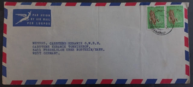1964 South Africa Airmail Cover ties 2 Stamps cd Johannesburg