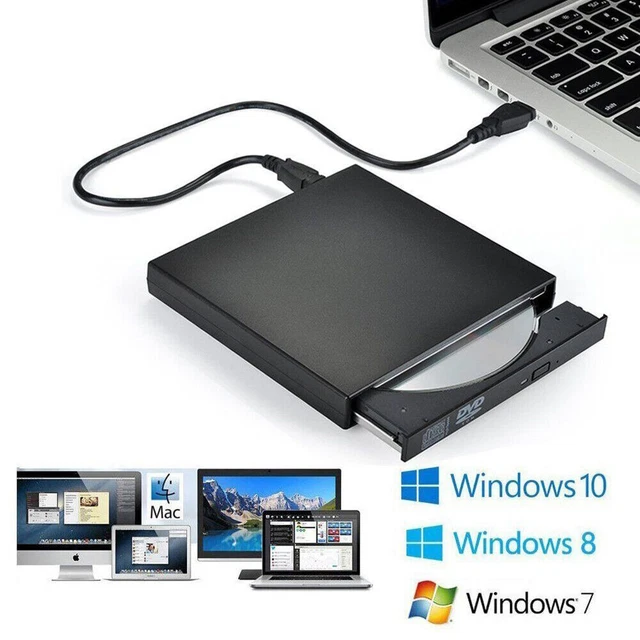 Ultra Slim External CD/DVD Drive USB Player Burner Writer for Laptop PC Mac HP