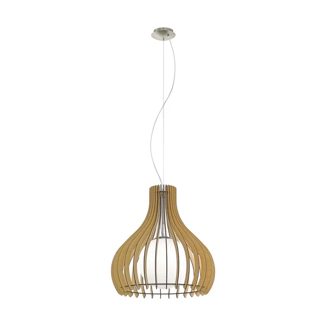Lámpara de Araña Moderna de Madera A 1 Luz Arce Con Vidrio D.50 GL1263
