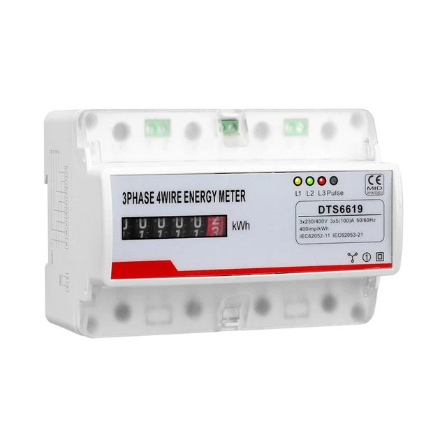 RAIL MOUNTED DIGITAL 3 Phase 4 Wire Energy Meter KWH 100A 380V ...