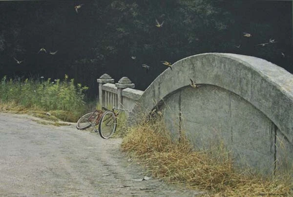 Robert Bateman At The Bridge Cliff Swallows Giclee on Canvas