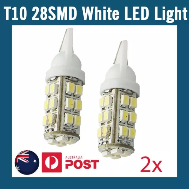 2 X T10 Car 168 194 W5W White 28 SMD LED Wedge Light Bulb Lamp 12V DC AU ship