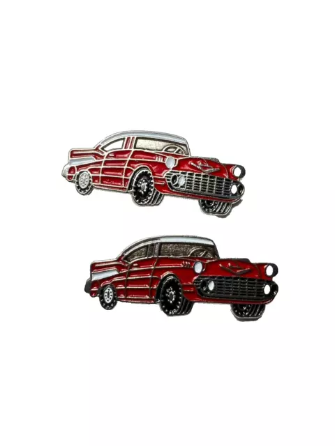 Custom Made Cufflinks Vintage Class Cars 1957 Chevrolet Chevelle Chevy Coupe Red