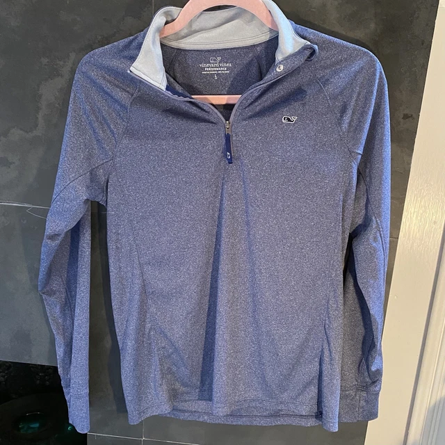 Vineyard Vines Pullover Boys Size Large (16) Performance 1/4 Zip Blue Whale Logo