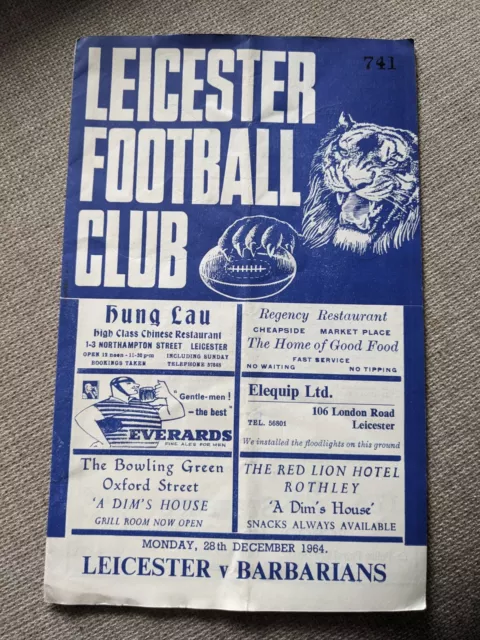 Leicester v Barbarians 1964.