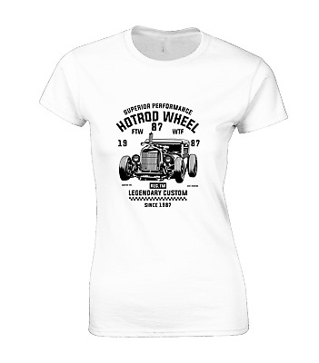 Hotrod Wheel Custom Ladies T Shirt Cool Car Design Gift For Dad Motorbike Cars
