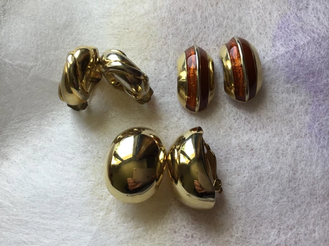 Boucles D'oreilles Clips Dorées Vintage - Très Bon état - Fantaisie