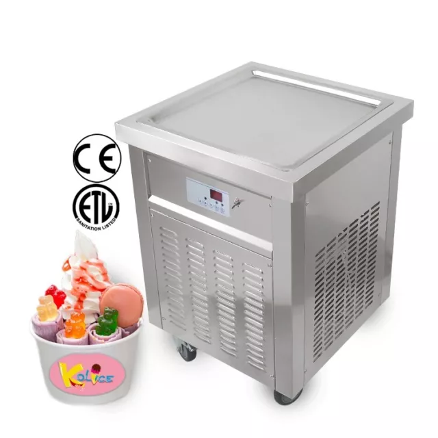 Kolice ETL Commercial ice cream roll machine, 21" X 21" Single Square ice pan