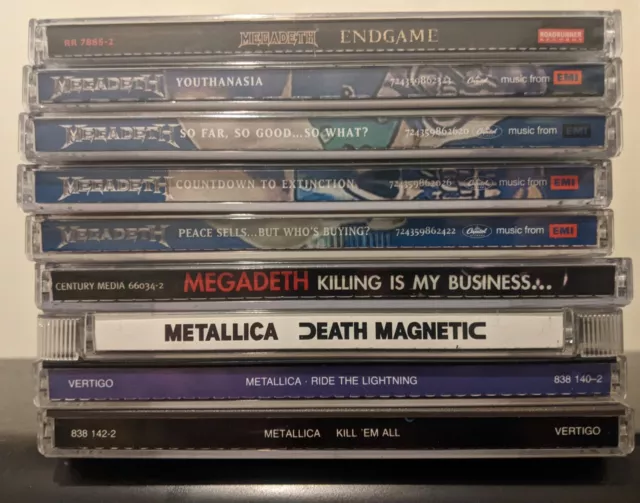 Megadeth & Metallica CDs Thrash Metal CD Bundle - Peace Sells, Youthanasia Etc.