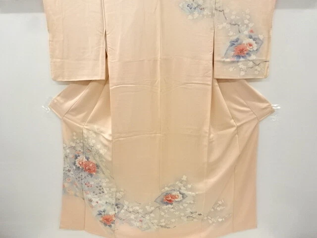 41762# Japanese Kimono / Antique Kimono / Embroidery / Floral Plants